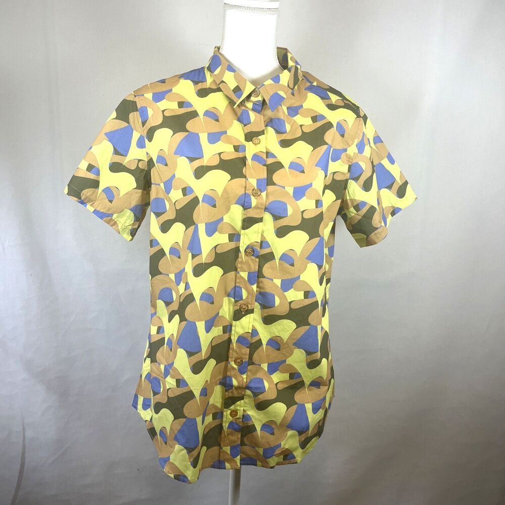 Wildfang The Essential Short Sleeve Button Up Pop Art Abstract Shirt NWT M L